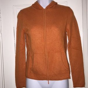 Cashmere, front zip, hooded sweater
